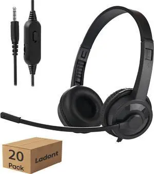 Kids Headphones with Microphone for Classroom School (20 Pack), 6ft Ultra-Long Line, Durable Headset, 3.5mm Wired Headset with Mic for Computer Laptop PC