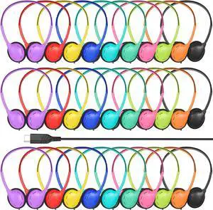 USB C Headphones Bulk 30 Pack for Classroom School Kids,USB Type C Headphones Class Set Compatible with Pad SmartphonesFor Boys Girls Students Travel Mixed Colors
