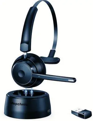 Bluetooth Headset, Wireless Headphone with Microphone for Computer, On Ear Bluetooth Headset with USB Dongle for Office Call Center Skype Zoom Meeting Online Class (Gray)