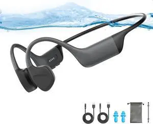 Bone Conduction Swimming Headphones,Waterproof IP68,Bluetooth 5.4, Built-in 32GB TF Swimming Headphones Underwater Music Player, Open Ear Bluetooth Earbuds (Black)