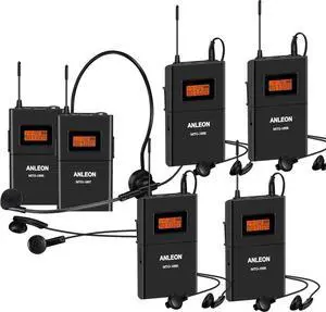 Anleon MTG100 902mhz-927mhz Tour Guide Wireless System Church System translation equipment simultaneous interpretation equipment (1 Transmitter and 5 Receivers)