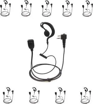 PROMAXPOWER [10-Pack] 1.5-Wire G-Shape Swivel Earpiece with PTT Microphone for Motorola Two-Way Radios CP110, CP200D, CLS1110, CLS1410, EP450, RDM2070D