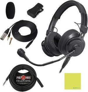 Audio Technica BPHS2a Broadcast Stereo Headset Bundle w/Pig Hog PHX14-25 Headphone Extension Cable Polishing Cloth