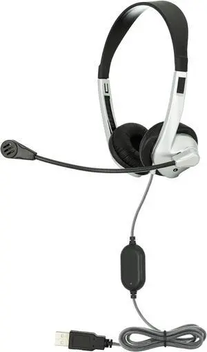 Egghead® Personal Stereo Headset with Adjustable Headband, Foam Ear Cushions, Flexible Uni-Directional Microphone, and Tangle-Free Tri-Shield Cord, Pack of 10