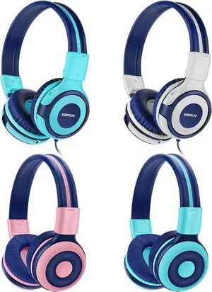 SIMOLIO 4 Pack Kids Headphones, Wired & Wireless Bluetooth, 75dB/85dB/94dB Safe Volume Limit, School Travel Headphones for Girls Boys with Audio Sharing