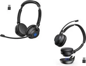 Wireless Headset with Mic for Work, Bluetooth Headphones
