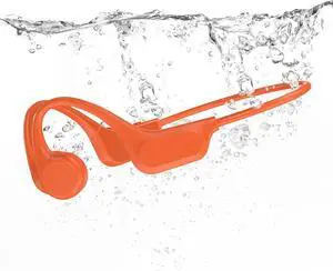 IP68 Waterproof Bone Conduction Swimming Headphones Open Ear Design Built in 32GB MP3 Player for Swimming,Exercising,Running,Cycling(Orange)