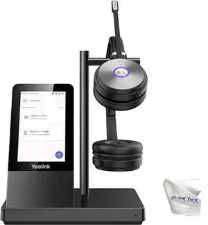 Global Teck Worldwide GTW Yealink WH66 Duo Stereo Teams Certified DECT Headset, Connects to Deskphone, PC/Mac, Softphones - Works with Teams, Zoom, RingCentral, 8x8, Vonage, with Microfiber Included