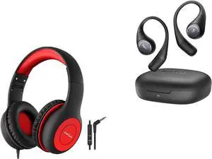 EarFun Kids Headphones Wired with Microphone, 85/94dB Volume Limit Portable Headphones for Kids OpenJump Open Ear Headphones, Wireless Earbuds with Ergonomic Earhook