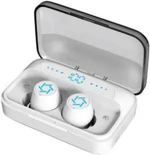 Wireless Earbuds, Bluetooth 5.0 Earbuds Hi-Fi Stereo Headphones, True Wireless Earbuds IPX6 Waterproof Earphones in-Ear Headphones with Mic and Type, for Working/Travel/Gym(White)