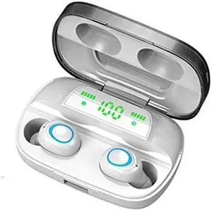 Wireless Earbuds, Bluetooth Wireless Headphones with Digital Intelligence LED Display Stereo Sound Headset Built-in Mic Noise-Canceling in-Ear Earphones Bluetooth 5.0 Headphones(White)