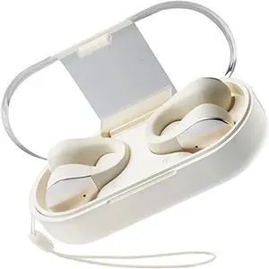 Wireless Earbuds Ultra Open Ear Earbuds Open Ear Headphones Wireless Open Ear Bluetooth Earbuds with HD Mic Clip on Earbuds Open Ear Headphones Ultralight/6.5h Listening Time White