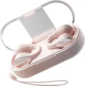 Open Ear Earbuds,True Open Ear Headphones,Clip On Earbuds,Wireless Open Ear Bluetooth Earbuds,Ear Clip Earbuds,Noise Cancellation,60H Play,Ipx4,Lightweight Comfort,Open Earbuds, Pink