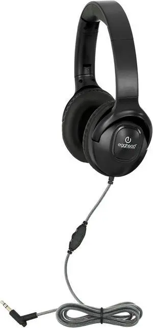 Egghead Premium Foldable Headphone with Padded Ear Cushions, Adjustable Headband, Pivoting Earcups, Tangle-Resistant Cord, and Storage Bag, Pack of 10