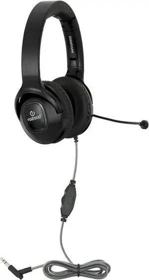 Egghead® Premium Foldable Headset with Leatherette Ear Cushions, Adjustable Padded Headband, 360° Pivoting Uni-Directional Microphone, and 3.5mm Slim Barrel Plug, Pack of 10