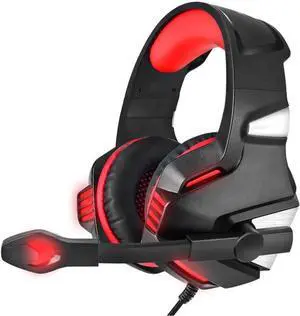 Headphones, Lightweight Over The Ear Headphones with Clear Sound and for Extra Bass, Long Cord, 3.5mm Jack for Phones and Laptops(Red)