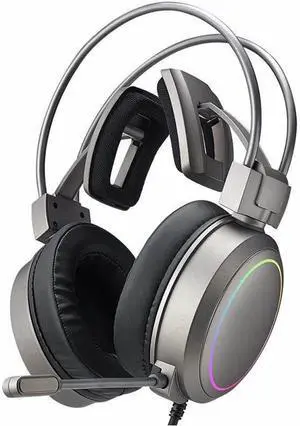 Over-Ear Headphones with Microphone, Lightweight Foldable & Portable Stereo Bass Headphones(Gray)