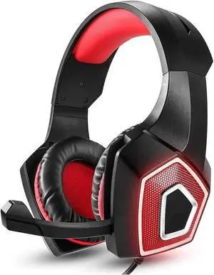 Noise Canceling Overhead Headphones with Mic for Phone-Call and Gaming(Red)
