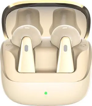 IKXO Wireless Earbuds Bluetooth V5.3 Headphones,ANC+ENC Six-Microphone Talking Noise-Canceling Noise-Absorbing Wind-Dampening Headset,36H Playtime,IPX5 Waterproof Earphones for Gaming,Work,Off-White