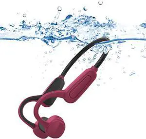 Bone Conduction Headphones Bone Conduction Waterproof Headphones Bone Conduction Headphones Swimming Cycling/Swimming/Running/Fitness Waterproof Sweatproof Open Ear Dustproof(red)