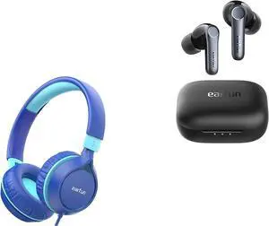 EarFun S1 Kids Headphones, Foldable Wired Headphones for Kids, 85dB Volume Limit Air Pro 4 Adaptive Hybrid Noise Canceling Wireless Earbuds, Qualcomm Snapdragon Sound, aptX Lossless