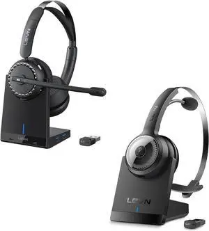 LEVN Wireless Headset, Wireless Headset with Mic for Work