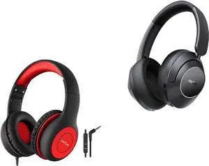EarFun Kids Headphones Wired with Microphone, 85/94dB Volume Limit Portable Headphones for Kids Wave Pro Active Noise Canceling Headphones, Wireless Over Ear Bluetooth Headphones