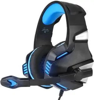 Gaming Headset Headphonewith Microphone for PC (Color : Blue)
