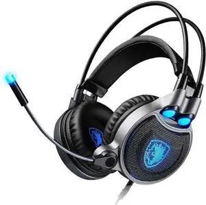 Gaming Headset with Microphone,Head Set Gaming Headsets with Surround Sound Stereo, Headset with Noise Canceling Mic & LED Light Headset with Headset Stand Accessories (Color : Blue)