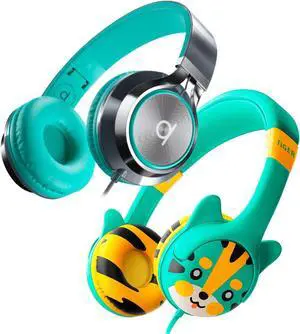 ARTIX CL750 Foldable Noise Isolating On Ear Headphones & Kidrox Tiger-Ear Kids Headphones Boys/Girls