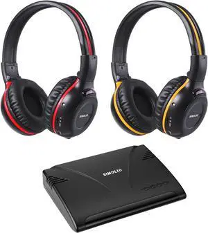 SIMOLIO 2 Pack Wireless IR Headphones with 2 Channels IR Transmitter for Home TV, PC and Car DVD, Universal Car Headphones for Kids, Rear seat Passengers