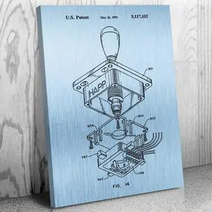 Arcade Game Joystick Canvas Print, Video Game Art, Game Designer Gift, Joystick Art Print, Game Room Decor, Arcade Decor Blue Steel (12 inch x 16 inch)