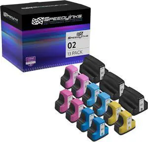 SPEEDYINKS Remanufactured Replacements for HP 02 Ink Cartridges with Smart chip (3 Black, 2 Cyan, 2 Magenta, 2 Yellow, 2 Light Cyan, 2 Light Magenta, 13-Pack) PhotoSmart C5180 C6180 C6280 C7250 C7280