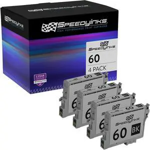 Speedy Inks - 4pk Remanufactured Replacement for Epson T060120 T0601 Black Pigment Based Ink Cartridge for Stylus C68, C88, C88Plus, CX3800, CX3810, CX4200,CX4800, CX5800f, CX7800