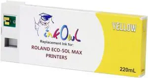 InkOwl Compatible Ink Cartridge Replacement for Roland ECO-SOL MAX Printers ESL3-YE (220mL, Yellow) InkOwl Compatible Ink Cartridge Replacement for Roland ECO-SOL MAX Printers ESL3-YE (220mL, Yellow)