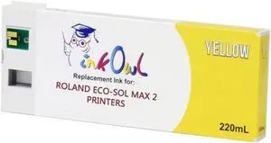 InkOwl Compatible Ink Cartridge Replacement for Roland ECO-SOL MAX 2 Printers ESL4-YE (220mL, Yellow) InkOwl Compatible Ink Cartridge Replacement for Roland ECO-SOL MAX 2 Printers ESL4-YE (220mL, Yellow)