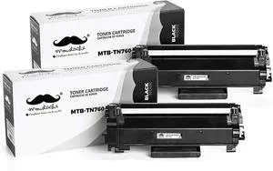 Moustache TN760 TN730 BK with Chip, TN-760 TN 730 Black Toner Cartridge Compatible for Brother MFC-L2750DW/L2750DWXL HL-L2370DW/L2370DWXL DCP-L2550DW HL-L2350DW/L2390DW/L2395DW MFC-L2710DW/L2730DW