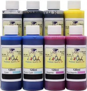 InkOwl Refill Kit Replacement for Canon iPF6300S, iPF6400S, IPF8300S, iPF8400S, iPF9400S (PFI-105/106/206/304/306/704/706) - 8x120ml USA-Made Pigment Ink InkOwl Refill Kit Replacement for Canon iPF6300S, iPF6400S, IPF8300S, iPF8400S, iPF9400S (PFI-105/106/206/304/306/704/706) - 8x120ml USA-Made Pigment Ink