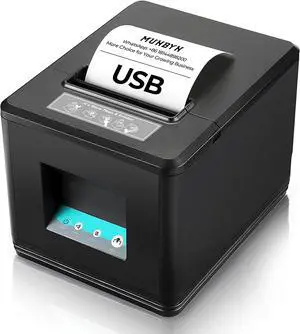 MUNBYN 80mm USB Receipt Printer, POS Printer with Auto Cutter ESC/POS Command Support Windows Mac(Only USB Interface)