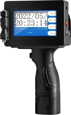 PEKOKO LB100 Handheld Inkjet Printer with Solvent Quick-Drying Ink,Smart Portable Inkjet Printer with 4.3 Inch LCD Touch Screen,Handheld Printer for Label/Production Date/Barcode/QR Code/Serial Number