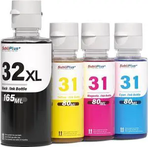 32XL Black Ink Bottle 31 Ink Bottle Set Compatible Replacement for HP Smart Tank Printer 6001 7602 7301 5100 5101 5000 5102 757 7601 755 7601 6002 7302 7001, Smart Tank Plus 651 551 Ink Refill