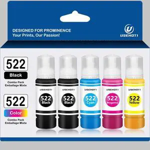 522 Ink Refill Bottles Replacement for Epson 522 Ink (Not Sublimation Ink), Work with ET-2720 ET-2803 ET-2800 ET-4800 EP 4700 ET-2400 Printer (2 Black, 1C 1M 1Y, 5 Bottles)