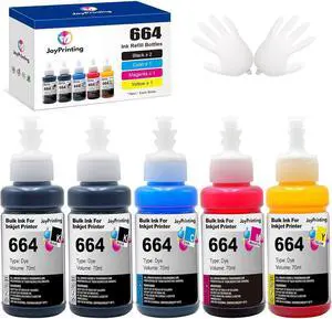 664 Ink Refill Bottles Replacement for T664 Ink Work for ET-2650 ET-2500 ET-2550 ET-2600 ET-4500 ET-14000 L100 L110 L120 L200 L210 L300 L350 L355 L550 L555 Printers (5 Pack)