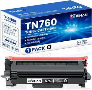 TN760 High Yield Black Toner Cartridge Replacement for Brother TN-760 MFC-L2710DW MFC-L2750DW HL-L2350DW HL-L2370DW HL-L2395DW HL-L2390DW DCP-L2550DW Toner Printer (2 Pack)