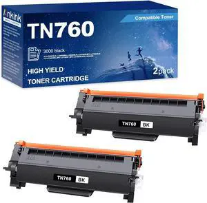 TN760 TN730 Compatible Toner Cartridge (Black,2 Pack) Replacement for Brother TN-760 730 to Use with HL-L2350DW HL-L2395DW HL-L2390DW HL-L2370DW MFC-L2750DW MFC-L2710DW MFC-L2730DW DCP-L2550DW