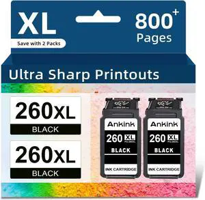 Ankink Compatible Ink Cartridge Replacement for Canon 260 260XL PG260 XL PG 260 Black Cartridges for Cannon TR7020a TR7022 TS6400 TS6420 TS6420a TS5300 TS5320 All in One Printer (2 Black)