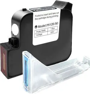 Original Quick Dry Solvent Ink Cartridge Replacement PS120 Handheld Inkjet Printer and Mini Inkjet Printer, Compatible for 1 inch/25.4 mm Nozzle Coding Machine (White, 1inch, 72ml)