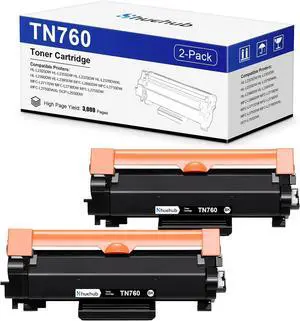 TN760 Black Toner Cartridge Replactment for Brother TN-760 TN-730 Toner for HL-L2350DW HL-L2370DW HL-L2390DW HL-L2395DW MFC-L2690DW MFC-L2710DW MFC-L2730DW MFC-L2750DW DCP-L2550DW Printer - 2 Pack