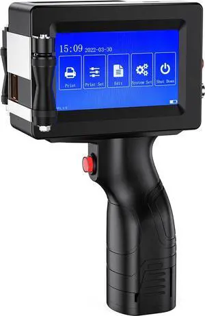 Handheld Inkjet Printer 1580P1 with 4.3 Inch Touch Screen Inkjet Coder with Quick-Drying Ink Inkjet Coding Machine Printing Height 0.08-0.5" for Barcode/Label/Logo/QRCode/Date/Batch Number
