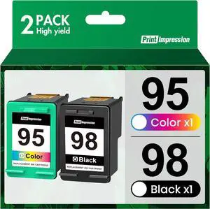 98/95 Ink Cartridges Combo Pack Compatible Replacement for HP Ink 95 98 for Officejet 100 150 H470 6310 PhotoSmart C4180 C4580 C4150 2575 8050 Deskjet 5940 (Black, Tri-Color,2 Pack) 98/95 Ink Cartridges Combo Pack Compatible Replacement for HP Ink 95 98 for Officejet 100 150 H470 6310 PhotoSmart C4180 C4580 C4150 2575 8050 Deskjet 5940 (Black, Tri-Color,2 Pack)